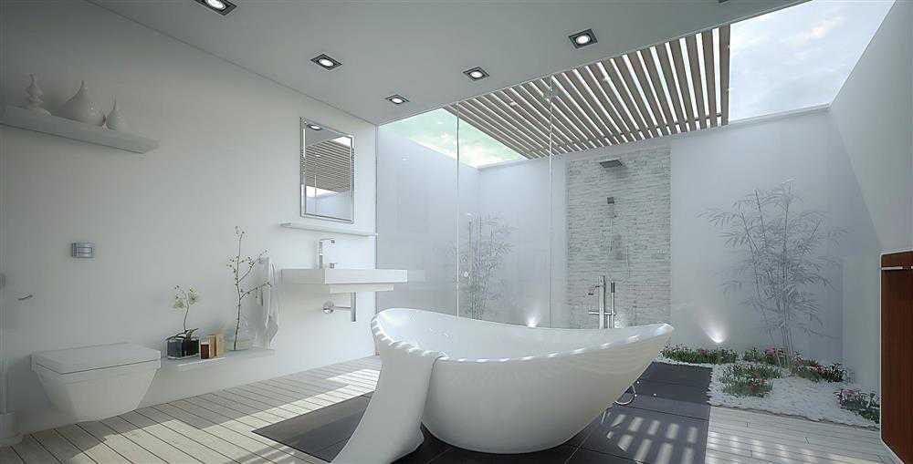 Beyaz renkli banyo dekorasyonu